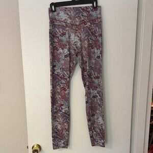 VITALITY Print High-Waist Leggings - Dusty Rose & Light BLUE